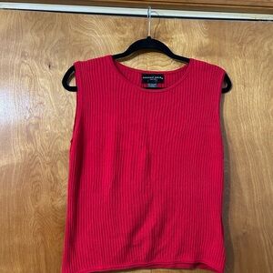 august silk Ribbed Sleeveless Top in Bright Red